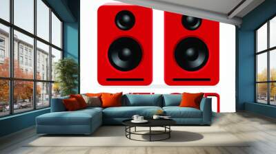 a pair of red desktop speakers Wall mural