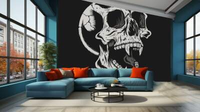 Illustration of skull head with crack detailed vector design Wall mural