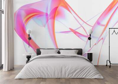  Abstract liquid glass holographic iridescent colorful wave in motion bright background 3d render. Gradient design element for banners, backgrounds, wallpapers and covers. Wall mural