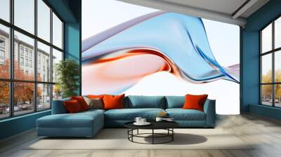 Abstract 3D background bright glass colorful gradient fluid wave render texture Wall mural