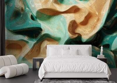 Abstract 3D background colorful textured gold gradient fluid wave render texture Wall mural