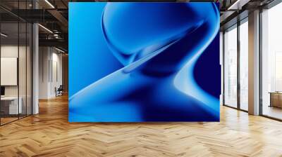 Abstract 3D blue fluid twisted wavy glass morphism. Design visual element for background, wallpaper, banner, cover,  poster or header. Wall mural