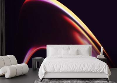 abstract fluid 3d render holographic iridescent neon curved wave in motion dark background. gradient Wall mural