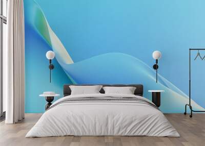 abstract fluid iridescent holographic neon curved wave in motion colorful background 3d render. grad Wall mural