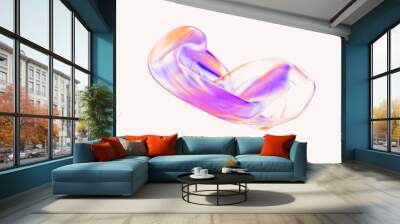 Abstract liquid glass holographic iridescent colorful wave in motion bright background 3d render. Gradient design element for banners, backgrounds, wallpapers and covers Wall mural