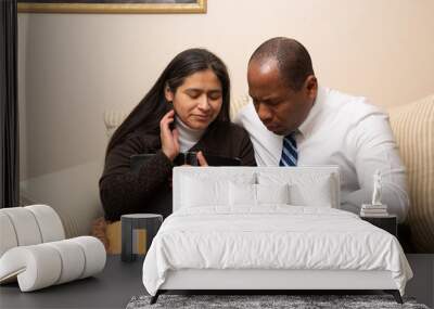 Mixed Raced Christian Couple Praying Together Wall mural