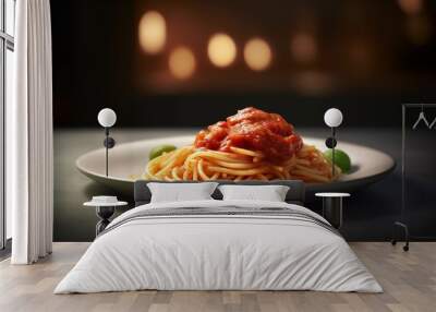 Italian spaghetti on a plate Wall mural