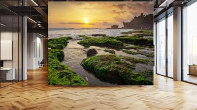 Sunset over Tanah Lot temple in Canggu, Bali, Indonesia. Wall mural