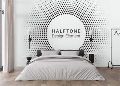 Dotted circular logo. circular concentric dots isolated on the white background. Halftone fabric design. Halftone circle dots texture. Vector design element for various purposes.	 Wall mural