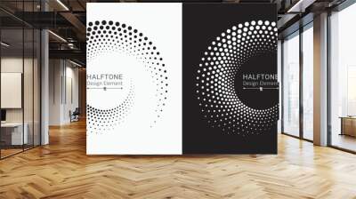 Halftone circular frame logo set. Circle dots isolated on the white background. Fabric design element. Halftone circle dots texture. Vector design element for various purposes. Wall mural