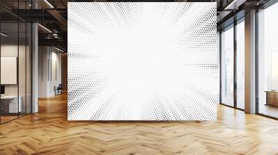 Halftone gradient sun rays pattern. abstract halftone vector dots background. monochrome dots pattern. pop art, comic small dots. star rays halftone poster. shine, explosion. sunrise rays background. Wall mural