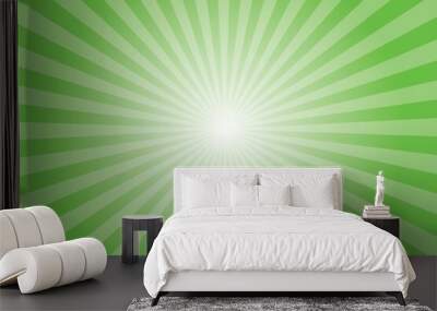 Lime green abstract vector background with rays. Retro style texture with green yellow rays. Abstract green sunburst pattern. vector illustration. Wall mural