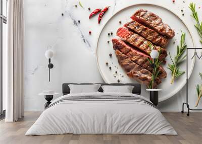 grilled meat with vegetables and herbs Wall mural