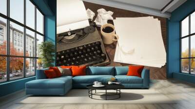 typewriter coffee and paper Wall mural