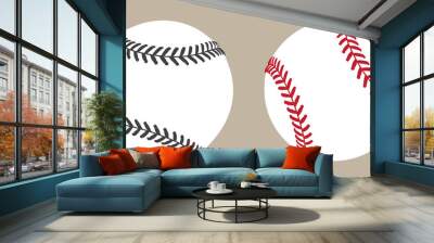 baseball vector ball icon soft ball tennis illustration character Wall mural