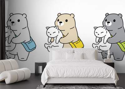 Bear vector polar bear cat kitten icon logo teddy cartoon character pet symbol doodle illustration design Wall mural