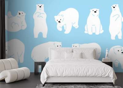 bear vector polar bear icon logo illustration character doodle white Wall mural