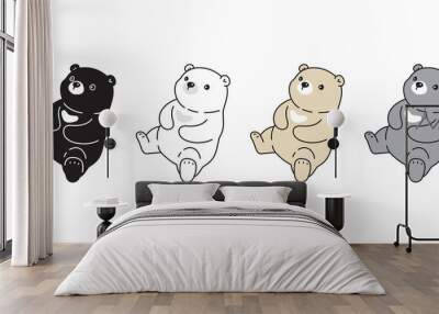 Bear vector polar bear sitting icon logo teddy cartoon character symbol illustration doodle design Wall mural