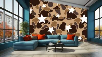 camouflage star seamless Pattern vector isolated wallpaper repeat background Wall mural