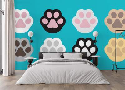 Cat paw vector dog paw icon logo cat breed doodle illustration character cartoon Wall mural