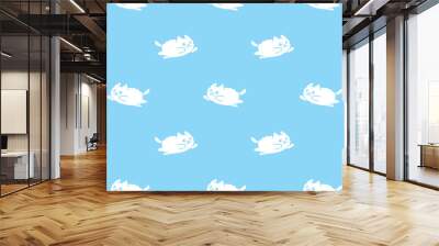 cat seamless pattern fluffy kitten jumping cloud calico neko vector cartoon pet doodle gift wrapping paper tile background repeat wallpaper scarf isolated illustration design Wall mural