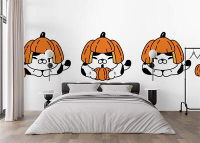 cat vector halloween pumpkin kitten calico icon logo symbol ghost breed cartoon character illustration doodle clip art isolated design Wall mural