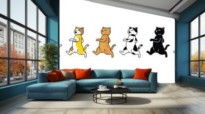 cat vector kitten calico running walking icon neko pet cartoon character munchkin illustration symbol clip art isolated Wall mural