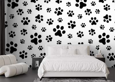 Dog Paw Seamless Pattern vector Cat paw foot print isolated wallpaper background Wall mural