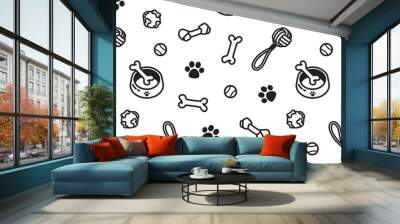 dog seamless pattern vector toy puppy dog paw wallpaper background isolated doodle cartoon Wall mural