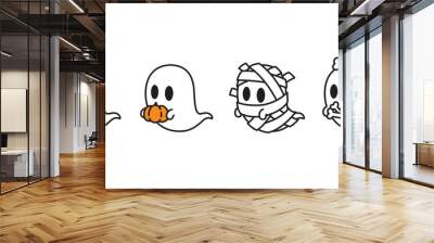 Ghost vector spooky Halloween icon pumpkin mummy skull bone logo cartoon character symbol illustration doodle design clip art Wall mural