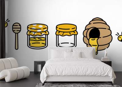 honey bee vector jam bottle icon honeycomb bear polar doodle cartoon character illustration design Wall mural