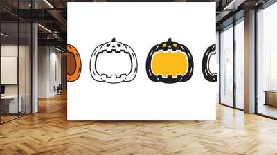 pumpkin Halloween icon jack o lantern lamp cartoon character big mouth vector logo symbol doodle spooky ghost smile illustration design clip art Wall mural