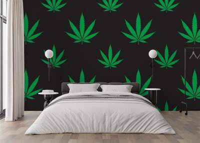 Weed seamless vector Marijuana pattern cannabis leaf wallpaper isolated background Wall mural