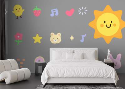 Cute Pastel Doodle 2 Wall mural