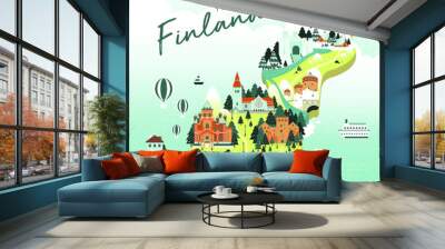 Finland Travel Map Wall mural