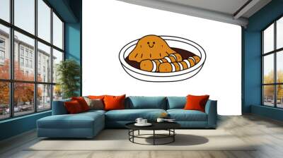 Kawaii Indonesian Food 1 Savoury Fishcake Wall mural