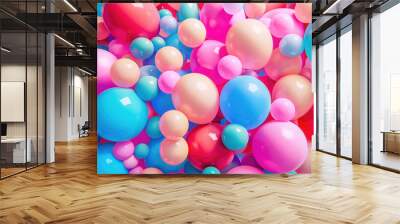 Abstract background, lots of colorful balls and bubbles, multicolored modern art wallpaper Wall mural