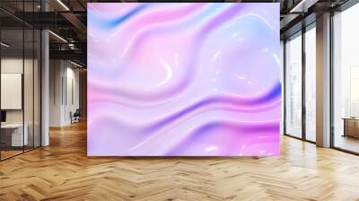 Abstract background 3D, shiny plastic waves with purple blue  textures and lights  interesting lustrous liquid wavy texture, 3D render illustration.
 Wall mural