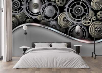 Background 3D with technology gears Wall mural