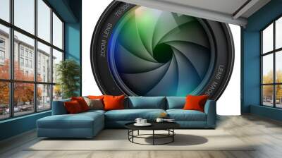 Camera photo lens with shutter. Wall mural