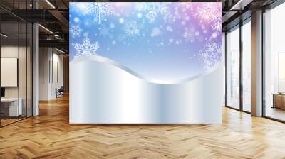 Christmas background, winter snowing silver blue with magical lights Wall mural