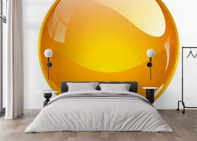 Glass sphere, orange vector ball. Wall mural