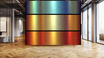 Metal textures shiny brushed metallic backgrounds, multicolored lustrous pattern. Wall mural