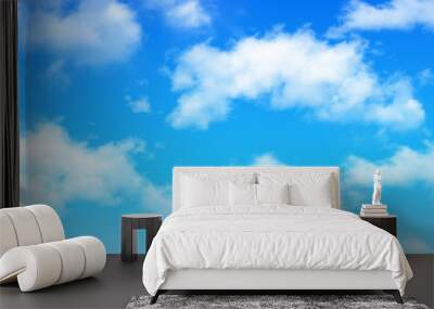 Nature background, blue sky with white clouds Wall mural