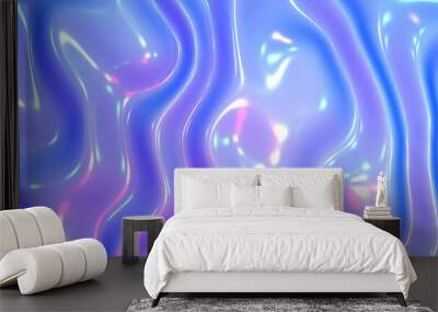 Purple blue plastic shiny background, latex glossy texture pattern wallpaper. Wall mural