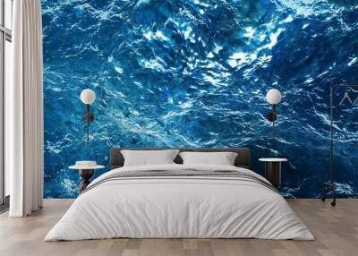 Water waves pattern texture, rough sea waves 3d illustration. Wall mural