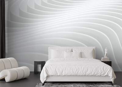 White striped pattern background, 3d lines design, abstract minimal white gray background for business presentation. Wall mural