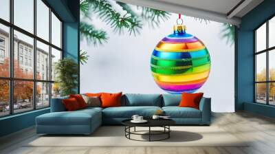 Beautiful colorful bauble with copy space Wall mural