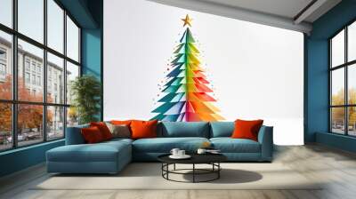 beautiful rainbow colored christmas tree with copy space Wall mural