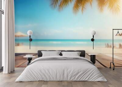 Beautiful summer beach background with lots of copy space Wall mural